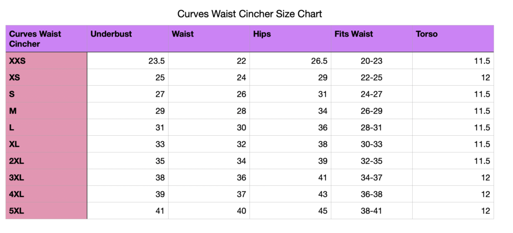 waist measurement chart